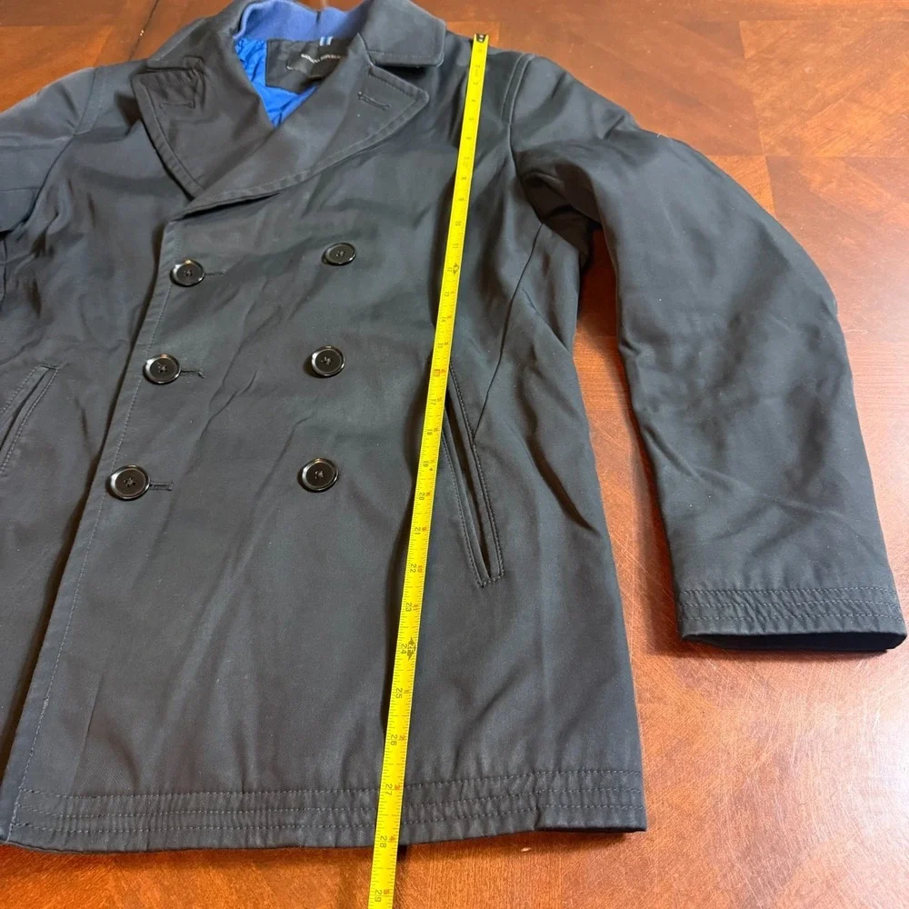 Banana Republic Black Peacoat‎ Jacket Quilted Lined Double Breasted Mens Size S